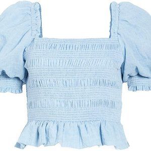 English Factory Smocked Square Neck Top